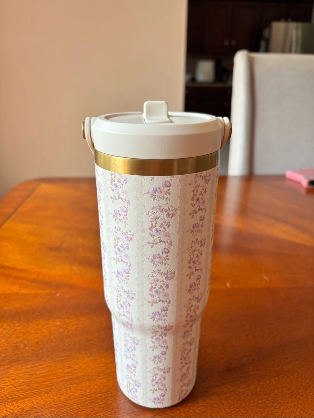 Hydro Flask Floral Travel Tumbler - White & Purple
